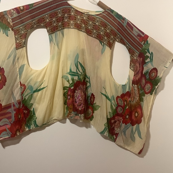 OPC Flower Print Open Side Sequins Top Bought In Mykonos Greece Size Free Size. - Picture 3 of 6